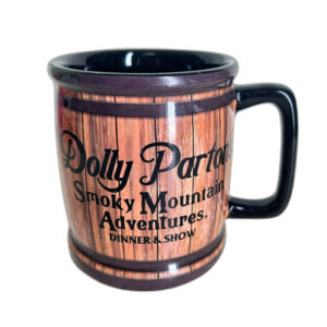 DOLLY PARTON's Smoky Mountain Adventure Coffee Mug Barrel Brown Black